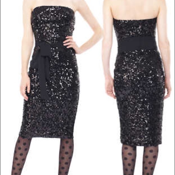 French connection Sequin Dress Black Sz 6 - Picture 2 of 2